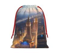 Bolsa reutilizable con cordón para regalo con imagen de ciudad, regalo de cumpleaños, boda, organización diaria de eventos