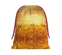Bolsa reutilizable con cordón para regalo, diseño de campo de trigo, decoración festiva, recuerdo de fiesta, bolsa de almacenamiento diario