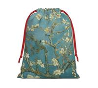 Bolsa reutilizable con estampado de almendros y flores, con cordón, regalos de cumpleaños, almacenamiento diario, suministros de oficina