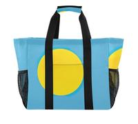 Bolsa reutilizable de compras para cocina, bolsa de comestibles, diseño de dibujos animados, bolsas de uso general, para piscina, barco, color gris, Bandera de Palau, 15.4 X 9.8 X 12.8 pulgadas