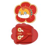 Bolsa roja, sobres rojos chinos | 2025 Año de la serpiente Sobres rojos con palabras de bendición | Monedero creativo de Año Nuevo, sobres de dinero de la suerte con múltiples ranuras para tarjetas