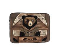 Bolsa rústica para laptop Lodge Bear a prueba de golpes, impresión elegante de 17 pulgadas, para viajes de negocios, trabajo y oficina