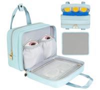Bolsa sacaleches portátil con compartimento refrigerante, bolsa de viaje compatible con Willow, Elvie, Medela Pump y Momcozy S12 Pro, funda para piezas de bomba y botellas, azul