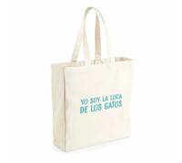 Bolsa saco "Yo soy la loca de los gatos" color blanco