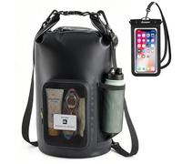 Bolsa seca impermeable de 20 litros con soporte para botellas y bolsillo de malla, lona de PVC 500D con película interior de absorción impermeable, bolsa de almacenamiento grande para kayak, camping
