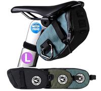 Bolsa Sillín Bicicleta Impermeable 1.3L Ligera 108g Compacta Cremallera Resistente Triple Sujeción Segura Asiento Mosquetón Integrado Bolsillo Interno Soporte Luz Herramientas MTB Carretera E-Bike