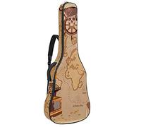 Bolsa suave para guitarra eléctrica con doble correa ajustable para el hombro, para bajo, guitarra acústica y clásica, mapa del tesoro antiguo