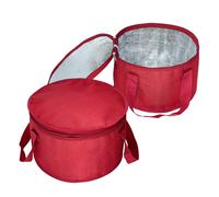 Bolsa t rmica redonda de gran tama o para llevar alimentos, ideal para picnics, ideal para comida caliente o fr a, de 28 x 18 cm, color rojo.