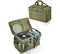 Bolsa táctica grande de almacenamiento para camping, organizador de accesorios de camping plegable de 40 L, tela Oxford 600D, parte inferior impermeable, 2 divisores, bolsa de lona resistente para