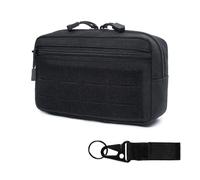 Bolsa Táctica Molle, Bolsa Táctica Horizontal Media, Bolsa Táctica de Transporte de Placa Bolsa Cinturón Militar con Mosquetón, Bolsillo Gadgets Impermeable para Mochilas Chalecos, Negro , Clásico