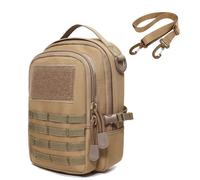 Bolsa táctica MOLLE pequeña, compacta, para Uso Diario, para cinturón o Chaleco, riñonera Multiusos Impermeable (Khaki)