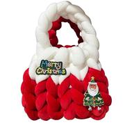 Bolsa tejida de terciopelo para el día de fiesta de Navidad, cómodo y de moda para mujeres y adultos, bolsa de Navidad, rojo