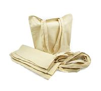 Bolsa Tela 100% Algodón Biodegradable,Lavable,Reutilizable-Asas Largas de 75 cm. Para Ropa,Manualidades,Alimentos,Verduras, ir de compras y para uso diario,Medidas 38x42cm,Densidad 145gr/m2,Natural