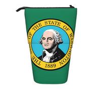 Bolsa telescópica de pie con la bandera de Washington, bolsa de tela Oxford portátil para niños, niñas, adolescentes, estudiantes, oficina, Black, Talla única