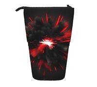 Bolsa telescópica para lápices con estampado de bombero de bombero, estuche de papelería, bolsa transformadora retráctil de pie, Explosion Burst Rojo Negro, Talla única, Estilo europeo y americano