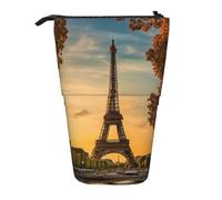 Bolsa telescópica para lápices de pie con diseño de Torre Eiffel de París, bolsa de maquillaje, estuche de almacenamiento, Black, Talla única