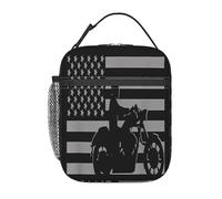 Bolsa Termica Bandera De Motocicleta Estadounidense Vintage, Moto De Cross, Piloto De Motocross Bolsa Comida Frescura Bolso Nevera Portátil Porta Alimentos Para Work Hombre Y Mujer Viajes