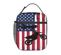 Bolsa Termica Bandera De Motocicleta Estadounidense Vintage, Moto De Cross, Piloto De Motocross Bolso Nevera Picnic Porta Alimentos El Almuerzo Bolso Comida Para Escuela Work Viajes