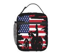 Bolsa Termica Bandera De Motocicleta Estadounidense Vintage, Moto De Cross, Piloto De Motocross Lunch Bag Portátil Bolsa Comida Frescura Porta Alimentos Para Camping Work Viajes