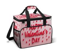 Bolsa térmica con texto en inglés "Happy Valentine's Day in Bold Red Letters" para camping, bolsa térmica portátil a prueba de fugas con correa para el hombro
