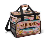 Bolsa térmica de sardina vintage con aislamiento, portátil, a prueba de fugas, con correa para el hombro