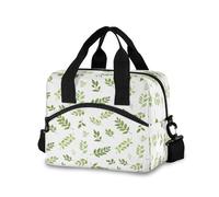 Bolsa térmica grande con diseño de hojas verdes botánicas, 11.4 x 7.1 x 9.5 pulgadas
