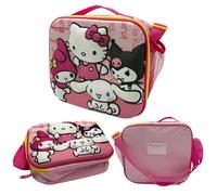 Bolsa Térmica Hello Kitty and Friends Kuromi Sanrio Niños 3-10 Años - Lonchera Isotérmica 23x20x8,5 cm con Diseño 3D en Relieve, Correa Ajustable y Bolsillo de Malla - Escuela, Picnic y Viaje (Rosa)