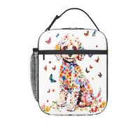 Bolsa Termica Lindo Perro Caniche De Primavera Y Mariposa Porta Alimentos Trabajo Bolso Comida Frescura Lunch Bag Para Camping Viajes Escuela