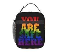 Bolsa Termica Orgullo Lgbt Arcoíris Gay Estás A Salvo Aquí Porta Alimentos Portátil Lunch Bag Frescura Bolso Nevera Para Hombre Y Mujer Work Viajes