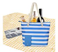 Bolsa térmica para vino - Bolsa isotérmica acolchada e impermeable versátil para viajes | Bolsa de asas de gran capacidad con boquilla para camping, juegos, viajes | G, multicolor, blue + inner bag,