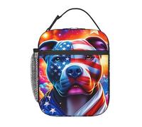 Bolsa Termica Perro Bulldog Con Bandera Estadounidense Lunch Bag Picnic Bolso Comida Portátil Porta Alimentos Para Camping Work Viajes