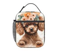 Bolsa Termica Perro Caniche Marrón En Acuarela Lunch Bag Picnic Bolsa Comida Portátil Bolso Comida Para Hombre Y Mujer Camping Escuela