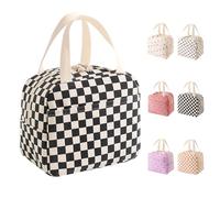 Bolsa Termica Porta Alimentos 10L, Lunch Bag para Lonchera, Bolsa Comida Trabajo para Mujer, Pequeña Bolsas Nevera Portatil para Playa,para Trabajo, Viaje, Escuela, Picnic (cuadros blancos y negros)