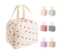 Bolsa Termica Porta Alimentos 10L, Lunch Bag para Lonchera, Bolsa Comida Trabajo para Mujer, Pequeña Bolsas Nevera Portatil para Playa,para Trabajo, Viaje, Escuela, Picnic (estampado de fresas)