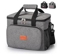 Bolsa Termica Porta Alimentos 15L Bolsas Comida Trabajo Bolsa Isotermica Portatil Bolsa de Almuerzo Bolsa Porta Alimentos Con Ajustable Correa Bolsa Nevera para Oficina Pícnic Colegio (Gris)-C