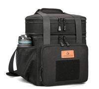 Bolsa Termica Porta Alimentos, Táctico Ajustable 16/22L Bolsa de Almuerzo, Impermeable Prueba de Fugas Isotermica Nevera Portatil Mochila, Bolsa Comida Trabajo Exterior Playa, Negro HSHRISH