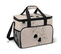Bolsa térmica térmica con diseño de hojas de eucalipto con líneas negras sobre beige, bolsa térmica portátil a prueba de fugas con correa para el hombro