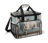 Bolsa térmica térmica con diseño de vaca blanca acostada en el sofá, rústica, campamentos, enfriador de playa, portátil, a prueba de fugas, con correa para el hombro