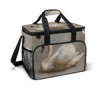 Bolsa térmica vintage con diseño de cisne blanco aislado para playa, bolsas portátiles a prueba de fugas con correa para el hombro