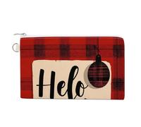 Bolsa tipo cartera de lona, monedero con estampado rojo de Hello Winter Christmas, monedero con cremallera, pequeña bolsa de cosméticos