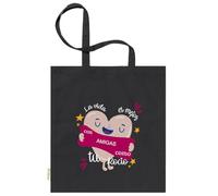 Bolsa tote bag negra personalizada con asas largas de algodón 100% Bolsa reutilizable y ligera para regalo, compras, eventos, detalles originales, mujeres,amigas (La mejor amiga) (Amigas como tu)