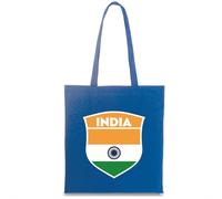 Bolsa tote de Fútbol Unisex de lona - India para Hombres, Mujeres y Niños | Bolso con bandera india, insignia | Copa Mundial 2026 (Campeonato) (M Royal-Blue Multicolor)
