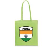 Bolsa tote de Fútbol Unisex de lona - India para Hombres, Mujeres y Niños | Bolso con bandera india, insignia | Copa Mundial 2026 (Campeonato) (M Verde Claro Multicolor)