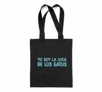 Bolsa tote "soy la loca de los gatos" color Negro