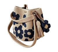 Bolsa Tote Tejida A Ganchillo Tote De Hombro Con Estampado Floral