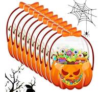 Bolsa transparente de Halloween | 10 piezas de bolsas de fiesta con asas - Decoración estacional para escuela, oficina, clase regalo truco oro Treat