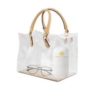 Bolsa Transparente Grande - Bolsa de Maquillaje cosmético | Bolsa de Mano Transparente de PVC Impermeable para estadios, Playa, Festivales, Gimnasio, Escuela, Actividades al Aire Libre
