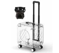 Bolsa Transparente para Mascotas con Ruedas Y Asa, Caja PortáTil Transparente para Gatos con Asa TelescóPica, DiseñO De Gran Espacio, Adecuada para Viajes De Senderismo. (Clear)