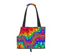 Bolsa transportadora para cachorros con estampado de teñido anudado de arco iris, para perros pequeños, gatos y conejos