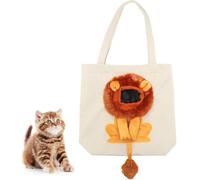Bolsa transportadora pequeña para perros y gatos, bonita bolsa transportadora con forma de león con diseño de afloramiento, portátil, transpirable, para cachorros, perros pequeños, gatos, viajes al